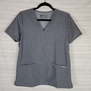 FIGS Casma Three-Pocket Scrub Top in Graphite, sz Small